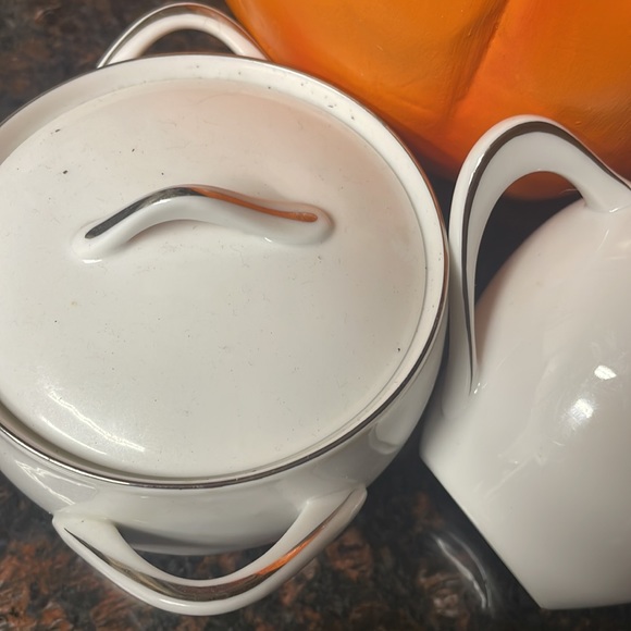 Sango Fine China ~ Silver Snow ~ Sugar Bowl & Creamer Set ~ Vintage 1970-79 - Picture 8 of 16